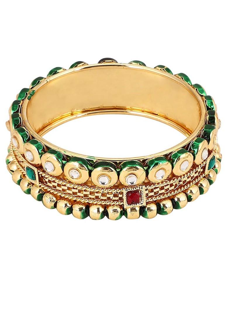 Set Of 2 Gold Plated CZ Stone Studded Bangles