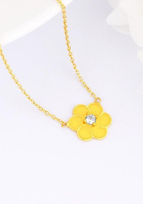 Indya X Giva 925 Sterling Silver Gold Plated Flower Necklace