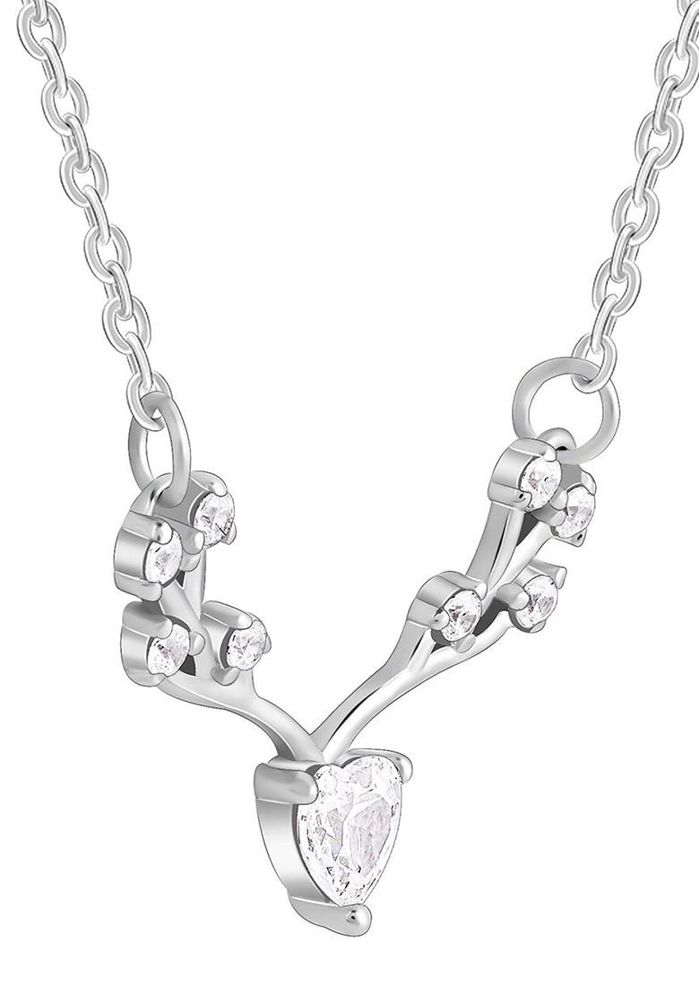 Indya X Giva 925 Sterling Silver Rhodium Plated Cz Studded Necklace