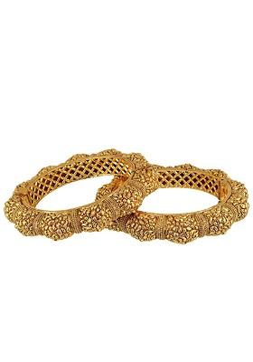 Set Of 2 24 CT Gold Plated Antique Bangle