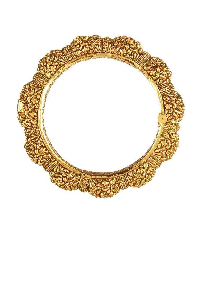 Set Of 2 24 CT Gold Plated Antique Bangle