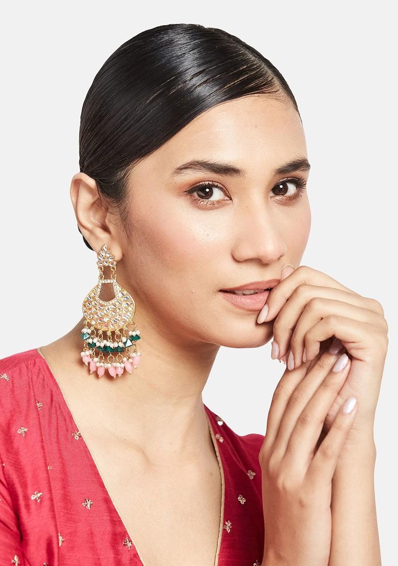 Gold Plated Kundan Stone Studded Jewellery Set