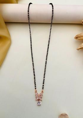 Rose Gold-Plated Artificial Stones and Beads Mangalsutra