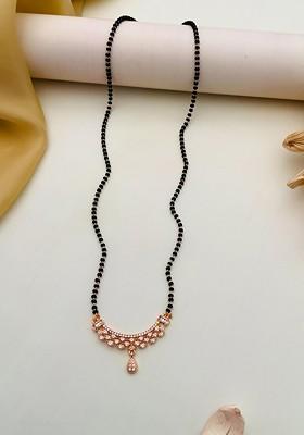 Rose Gold-Plated Artificial Stones and Beads Mangalsutra