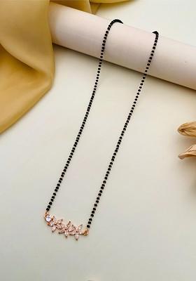 Rose Gold-Plated Artificial Stones and Beads Mangalsutra
