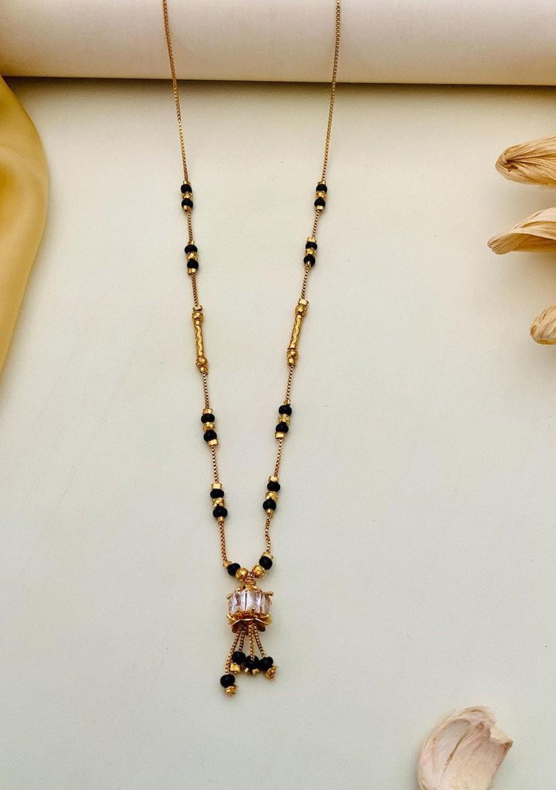 Gold-Plated Artificial Stones and Beads Mangalsutra