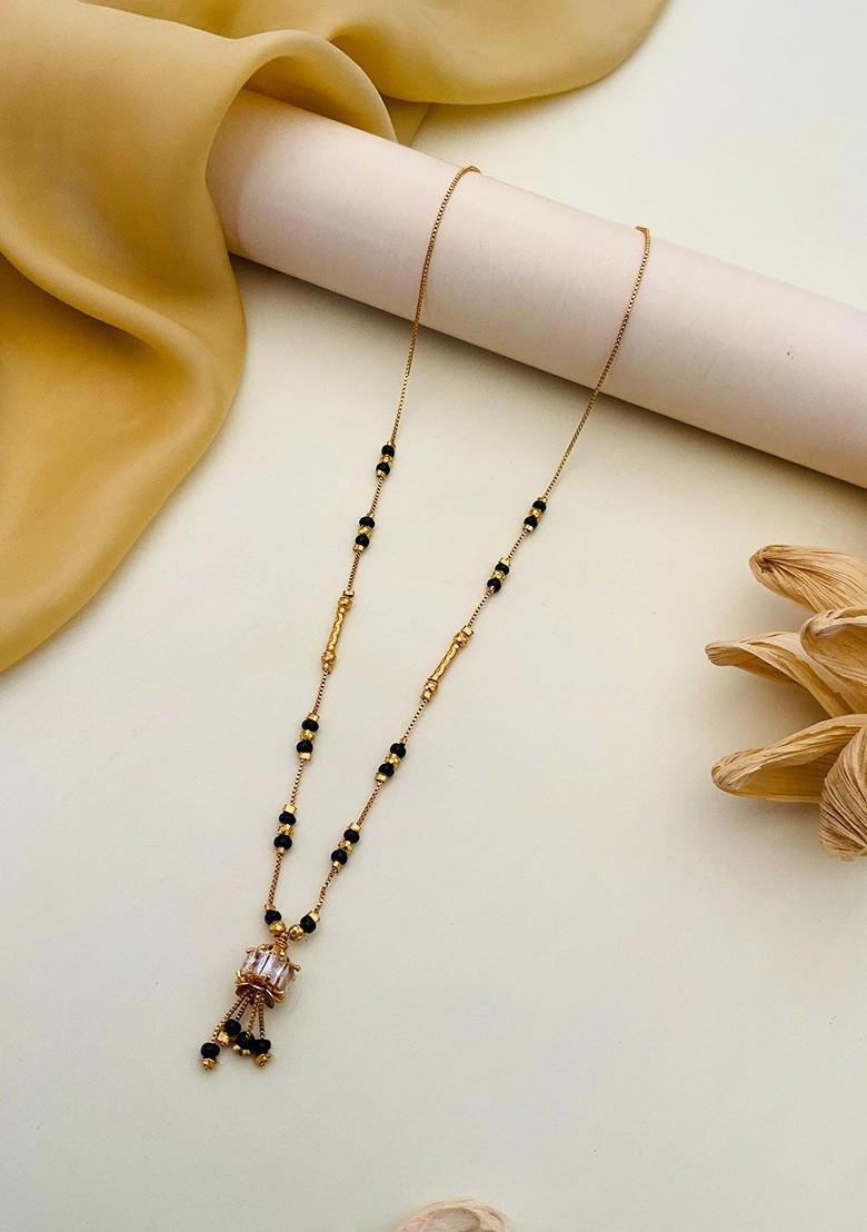 Gold-Plated Artificial Stones and Beads Mangalsutra