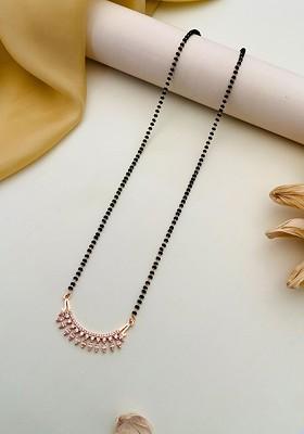 Rose Gold-Plated Artificial Stones and Beads Mangalsutra