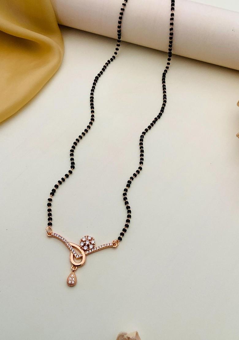 Buy Women Rose Gold-Plated Artificial Stones And Beads Mangalsutra