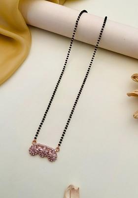 Rose Gold-Plated Artificial Stones and Beads Mangalsutra