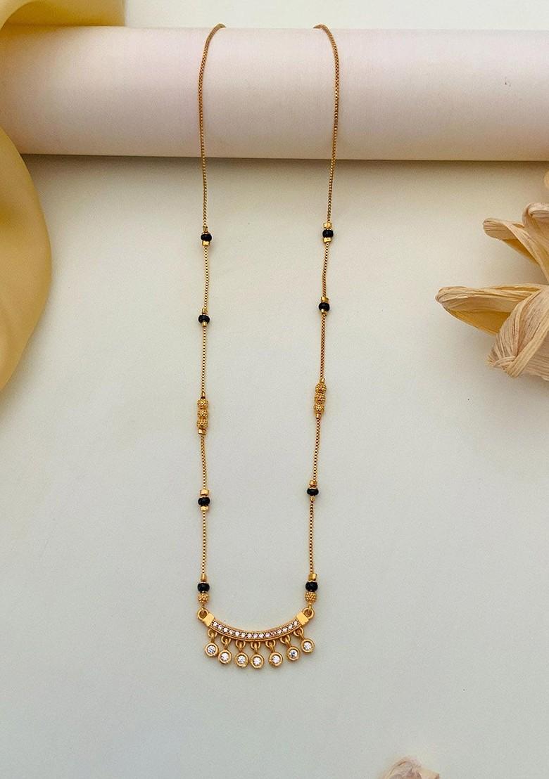 Gold-Plated Artificial Stones and Beads Mangalsutra