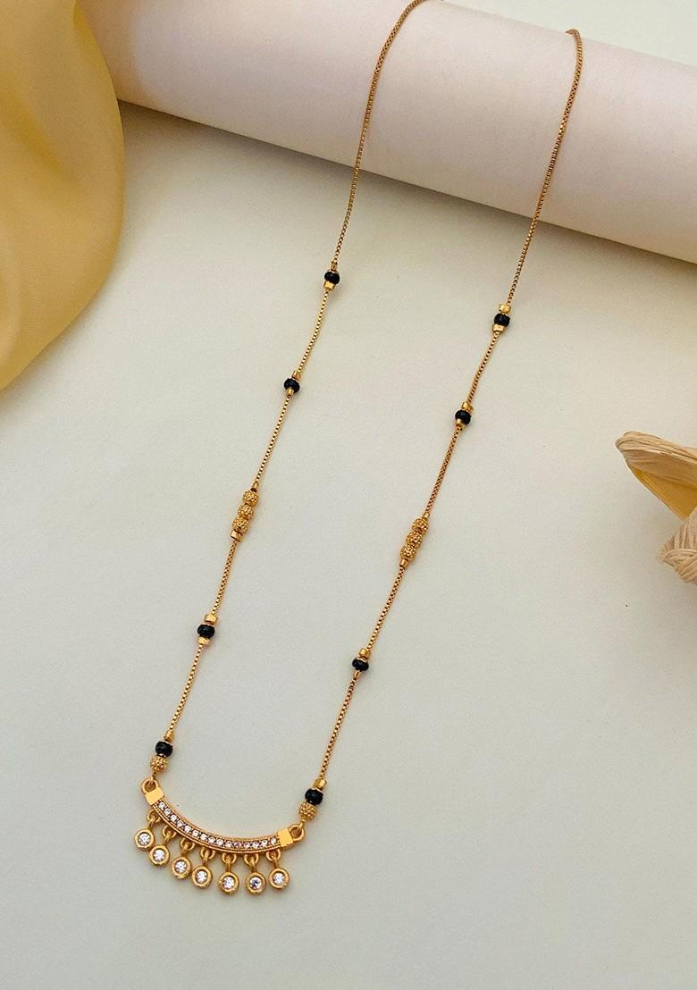 Gold-Plated Artificial Stones and Beads Mangalsutra