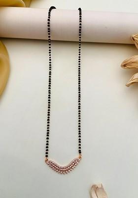 Rose Gold-Plated Artificial Stones and Beads Mangalsutra