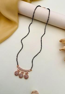 Rose Gold-Plated Artificial Stones and Beads Mangalsutra