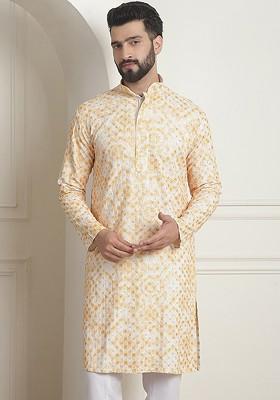 Geometric Embroidered Mandarin Collar Sequined Pure Cotton Straight Kurta