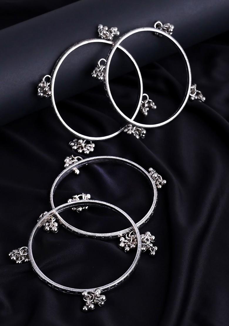 Buy Women Set Of 4 Silver Plated Jhumka Detail Bangles Buy Women Set Of 4 Silver Plated Jhumka Detail Bangles