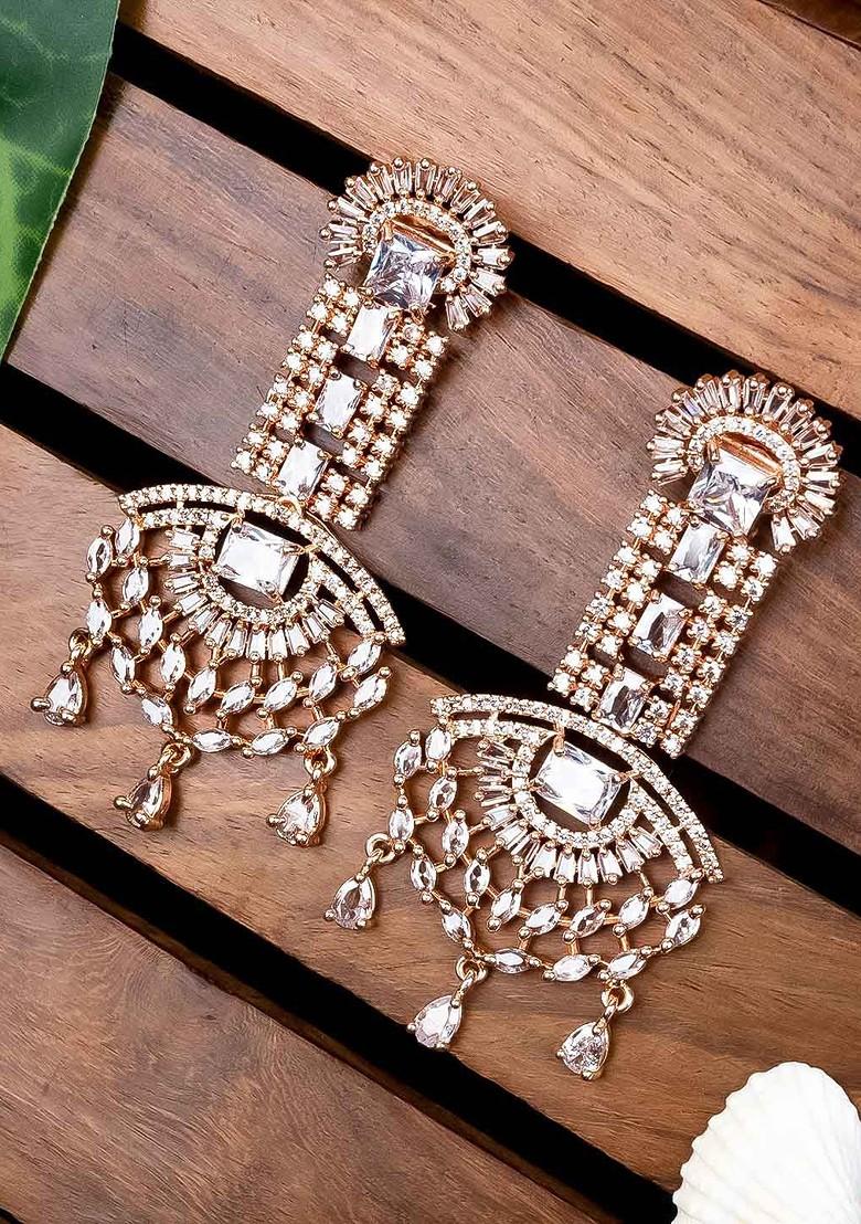 Rose Gold Plated Contemporary Drop Earrings