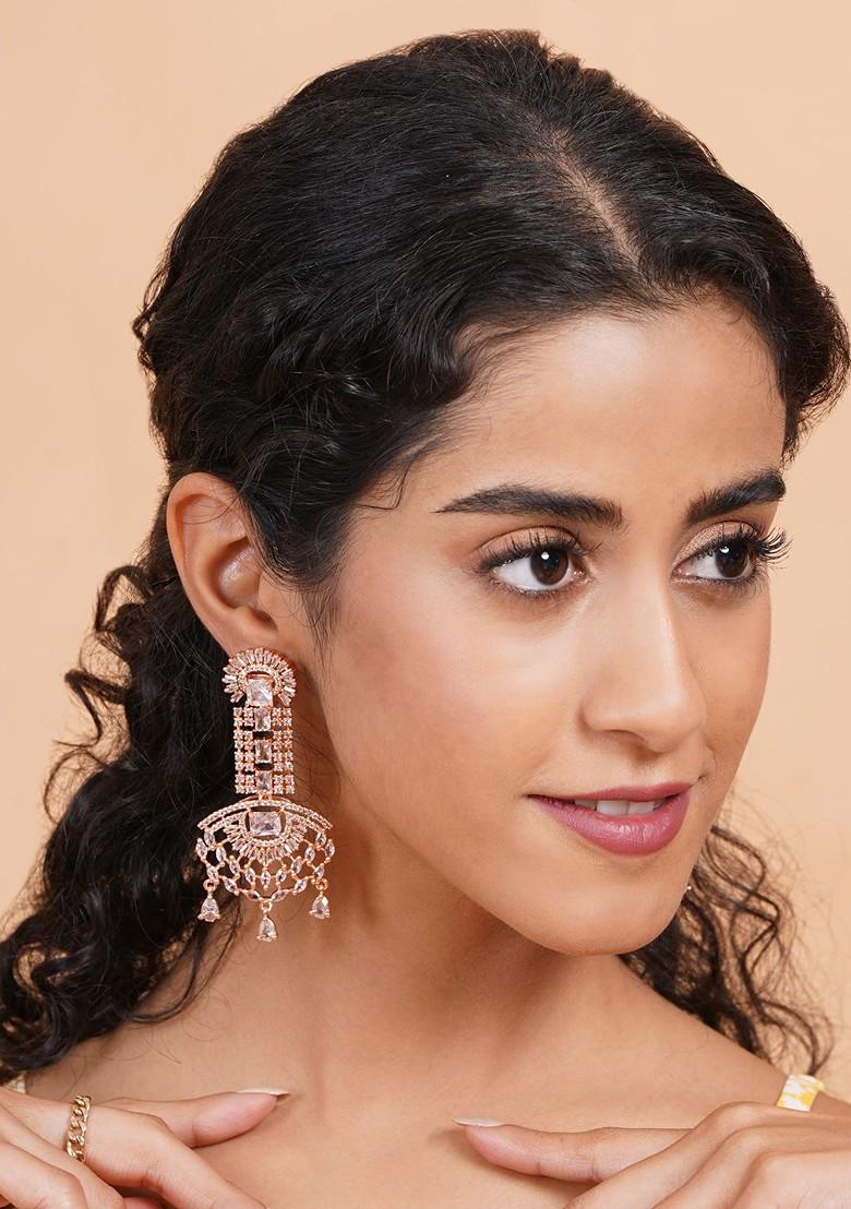 Rose Gold Plated Contemporary Drop Earrings