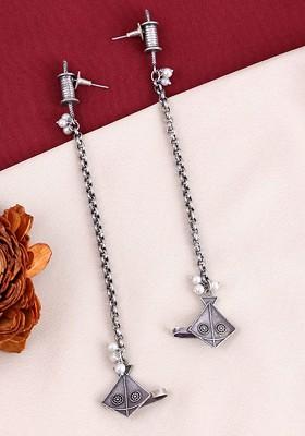 Silver Plated Contemporary Tasselled Drop Earrings