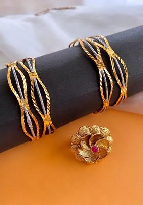 Gold Plated Stone Studded Jewellery Set