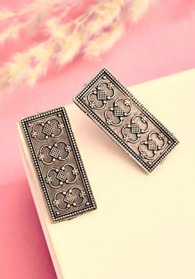 German Silver Silver Plated Geometric Shaped Drop Earrings