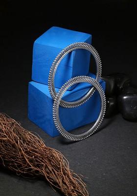 Set Of 2 Silver Plated Brass Bangles