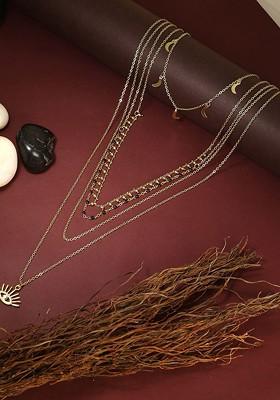 Brass Gold Plated Evil Eye Layered Chain