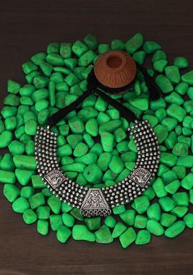 Silver Plated Oxidised Necklace