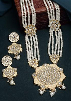 Gold Plated Stone Studded Jewellery Set
