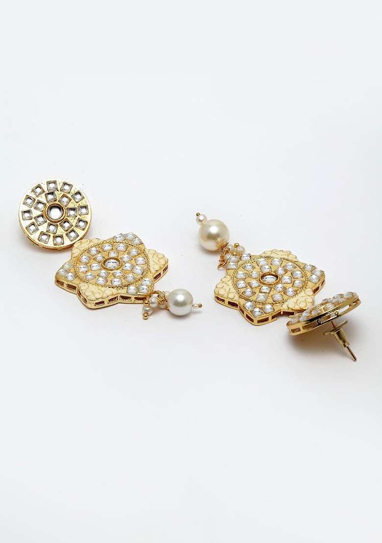 Gold Plated Stone Studded Jewellery Set - Indya