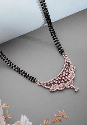 Rose Gold Plated Artificial Stones and Beads Mangalsutra