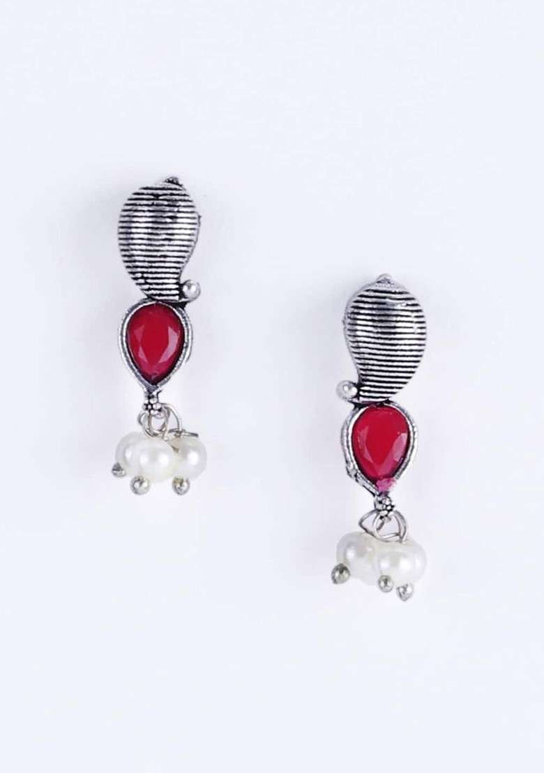 Oxidized Silver Plated Stone Studded Jewellery Set - Indya