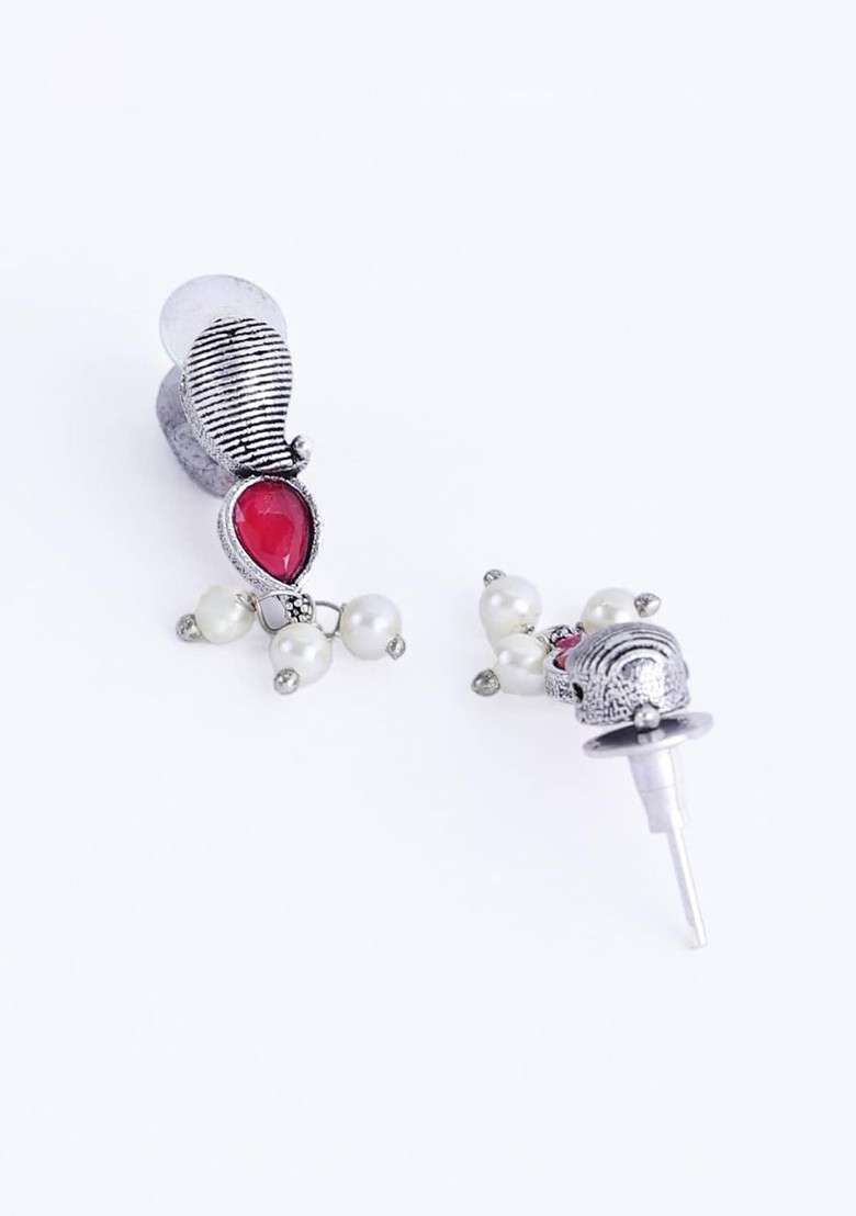 Oxidized Silver Plated Stone Studded Jewellery Set - Indya