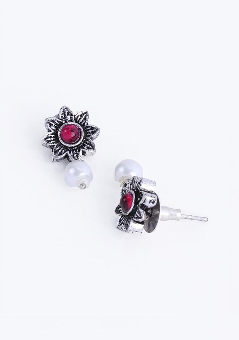 Oxidized Silver Plated Stone Studded Jewellery Set