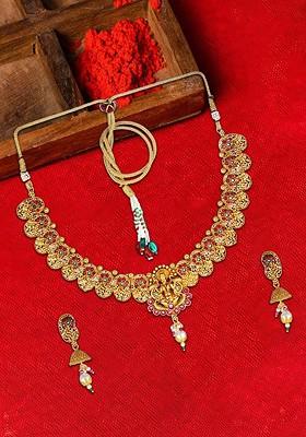 24 CT Gold Plated Temple Antique Jewellery Set