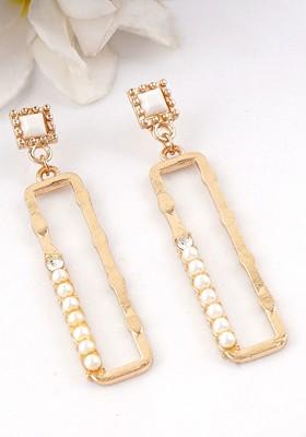 Artificial Beads Gold Plated Drop Earrings