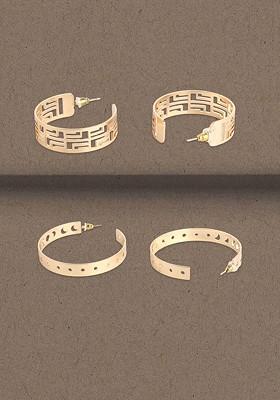 Set Of 2 Gold Plated Brass Classic Hoop Earrings