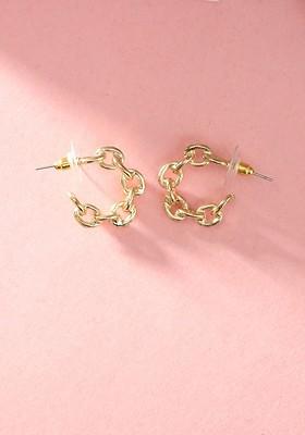 Gold Plated Contemporary Half Hoop Earrings