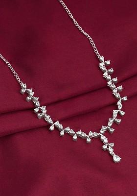Indya X Giva 925 Silver Rhodium Plated Artificial Stones Studded Necklace Chain