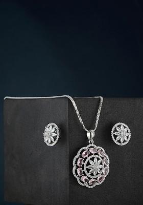 Silver Plated Cubic Zirconia Studded Jewellery Set