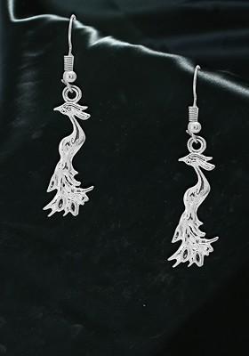 Silver Plated Oxidised Contemporary Drop Earrings