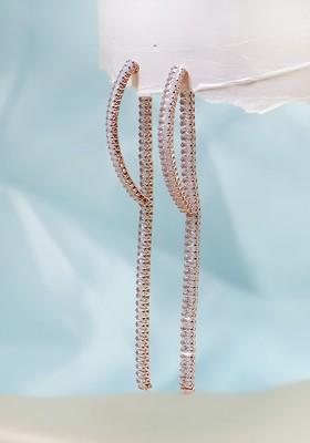 Rose Gold Plated Artificial Stones Drop Earrings