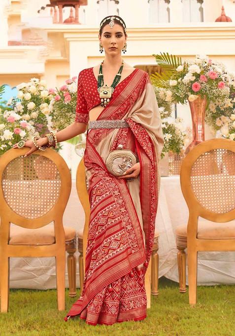 Ethnic Motifs Silk Blend Patola Saree