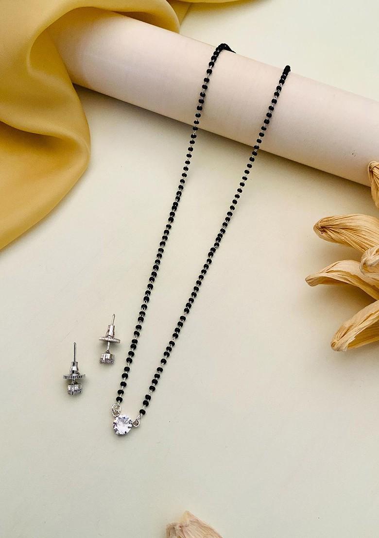 Buy Women Silver-Plated American Diamond-Studded And Beaded