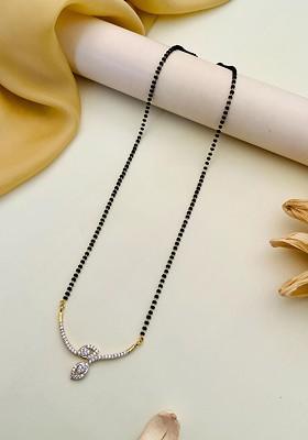 Black Gold-Plated Artificial Stones and Beads Mangalsutra