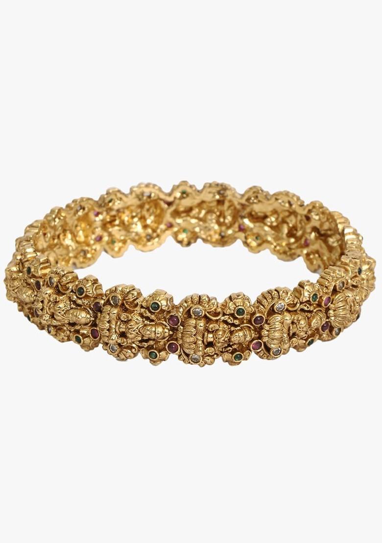 Set Of 2 Gold Plated Stone Studded Bangles