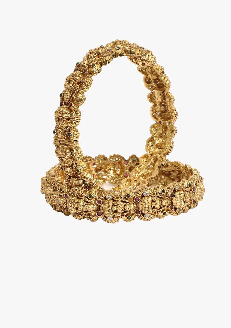 Set Of 2 Gold Plated Stone Studded Bangles