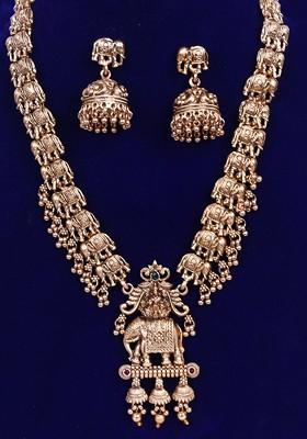 Gold Plated Artificial Stones And Beads Jewellery Set