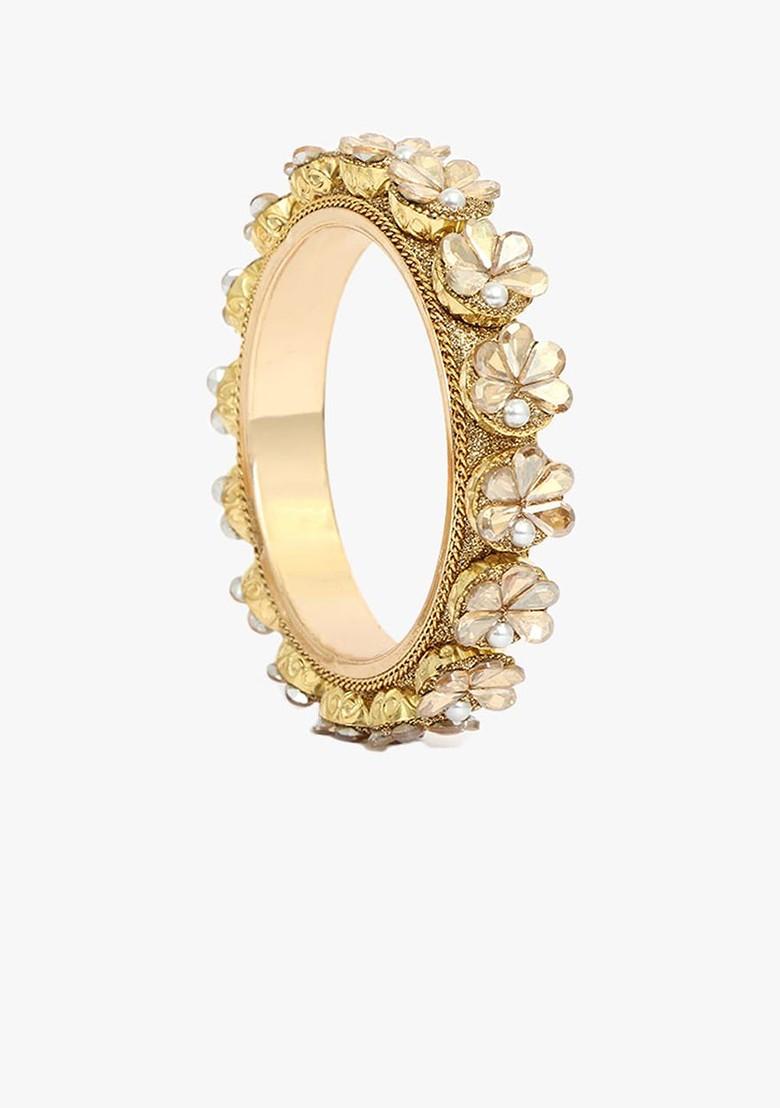 Set Of 2 Gold Plated Stone Studded Bangles