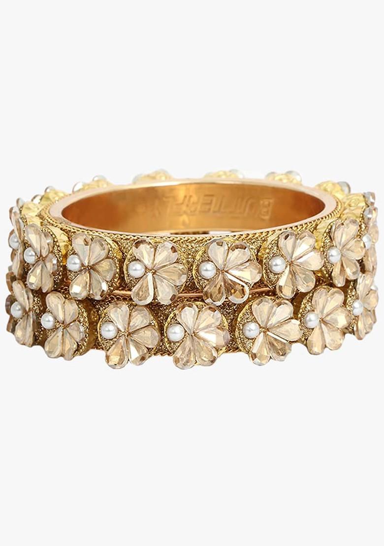 Set Of 2 Gold Plated Stone Studded Bangles